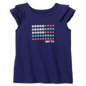 Jumping Beans Patriotic "HAPPY 4TH!" Flag Graphic Tee, Blue Flag Cotton T-shirt